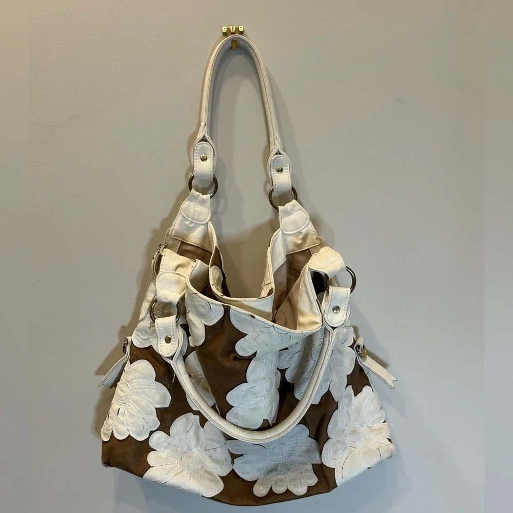 Big Buddha Floral Vegan Leather and Fabric Hobo Bag